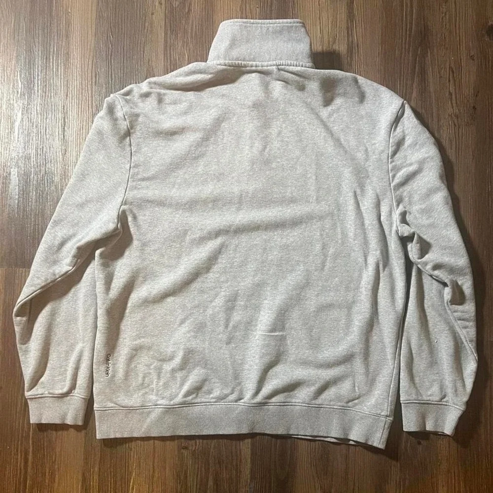 Calvin Klein Mens XL Gray Embroidered Logo Quarter Zip Pullover Sweatshirt